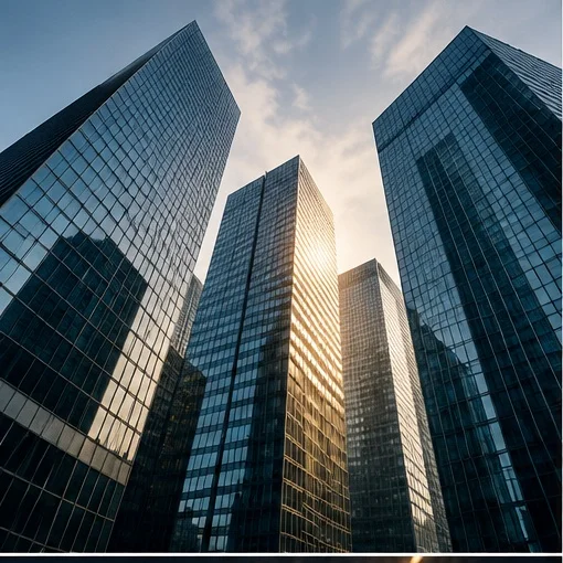 Modern financial district towers
