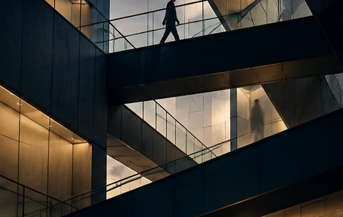 Person moving through an interconnected organizational structure